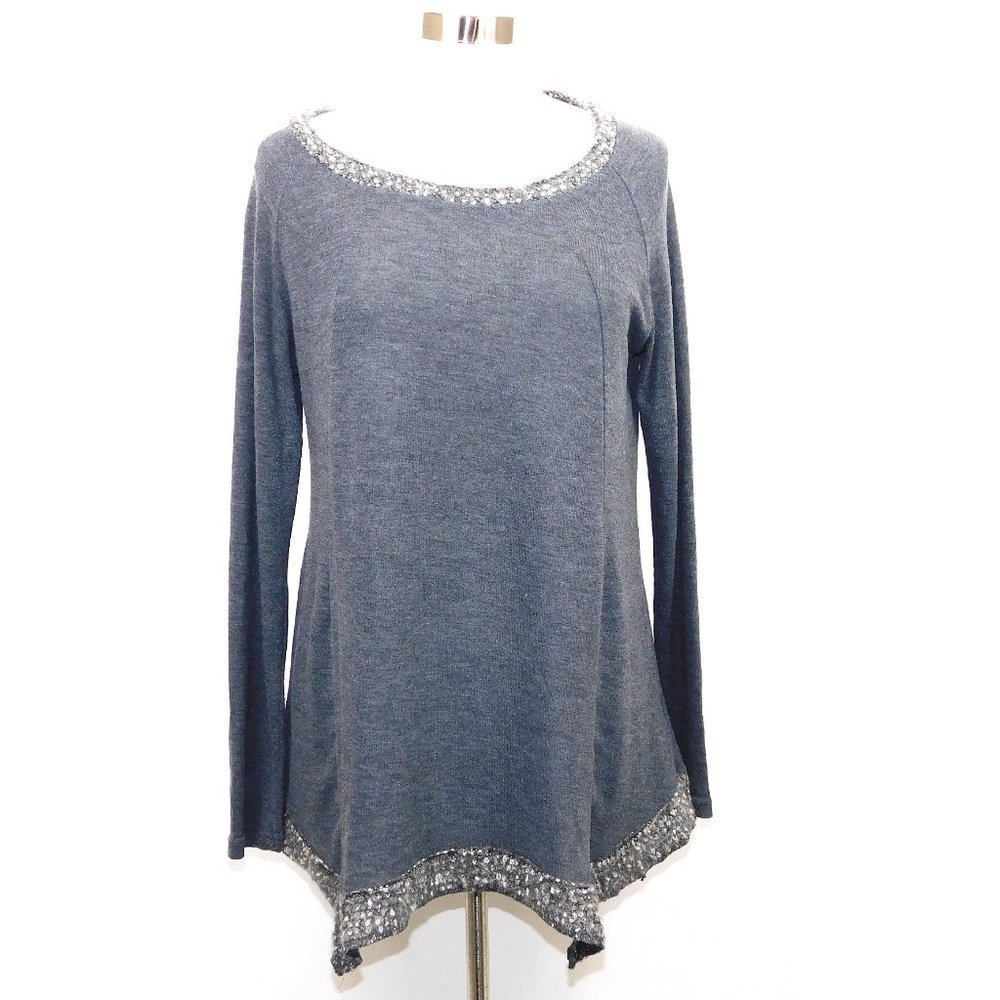 Elena Wang Asymetrical Long Sleeve Grey Edgy Tunic